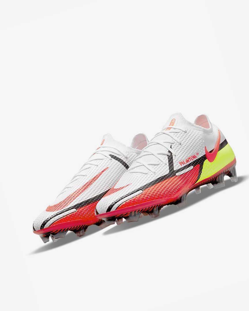 White / Black / Light Red Men's Nike Phantom GT2 Elite FG Football Boots | UK4929