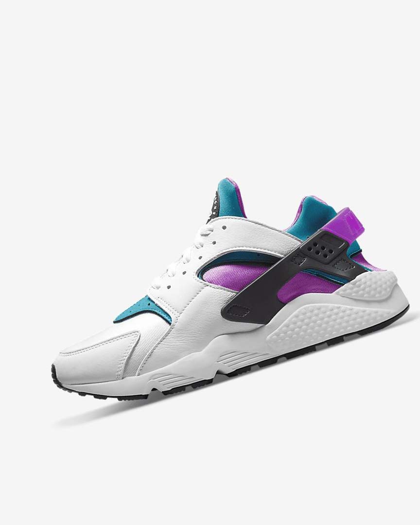 White / Black Men\'s Nike Air Huarache Sneakers | UK2393