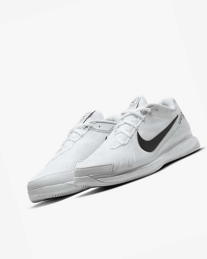 White / Black Men's Nike Court Air Zoom Vapor Pro Tennis Shoes | UK4724