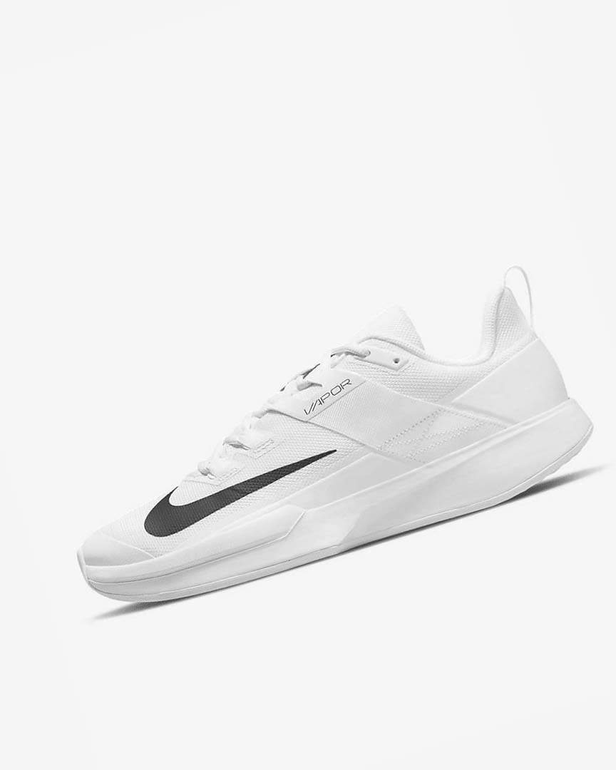 White / Black Men\'s Nike Court Vapor Lite Tennis Shoes | UK5343