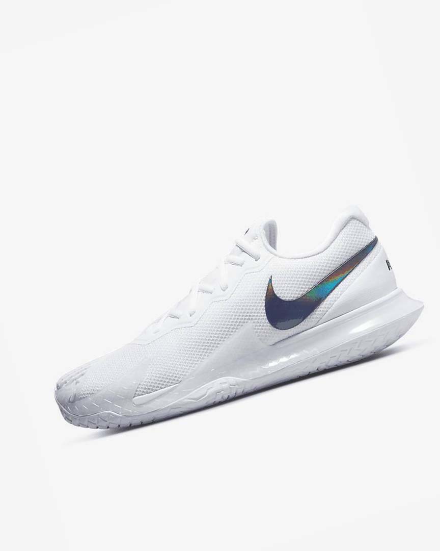 White / Black Men\'s Nike Court Zoom Vapor Cage 4 Rafa Tennis Shoes | UK5183