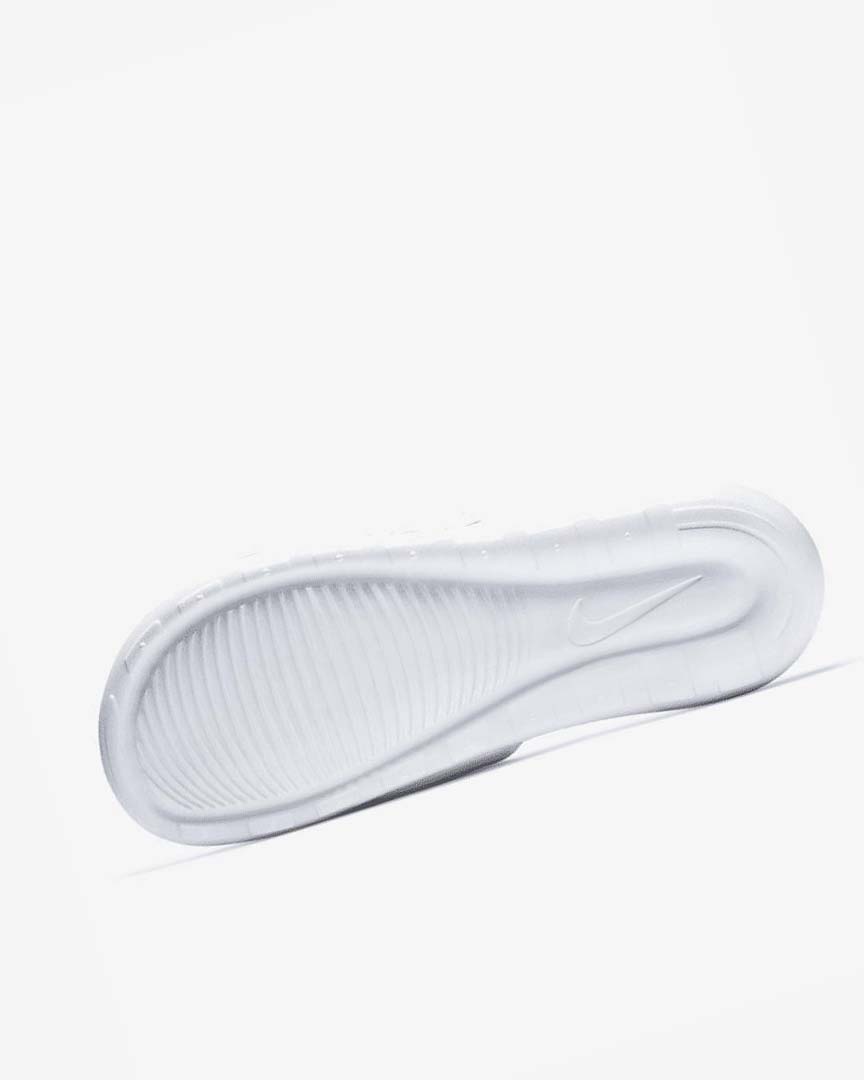 White / Black Men's Nike Victori One Slides | UK3247