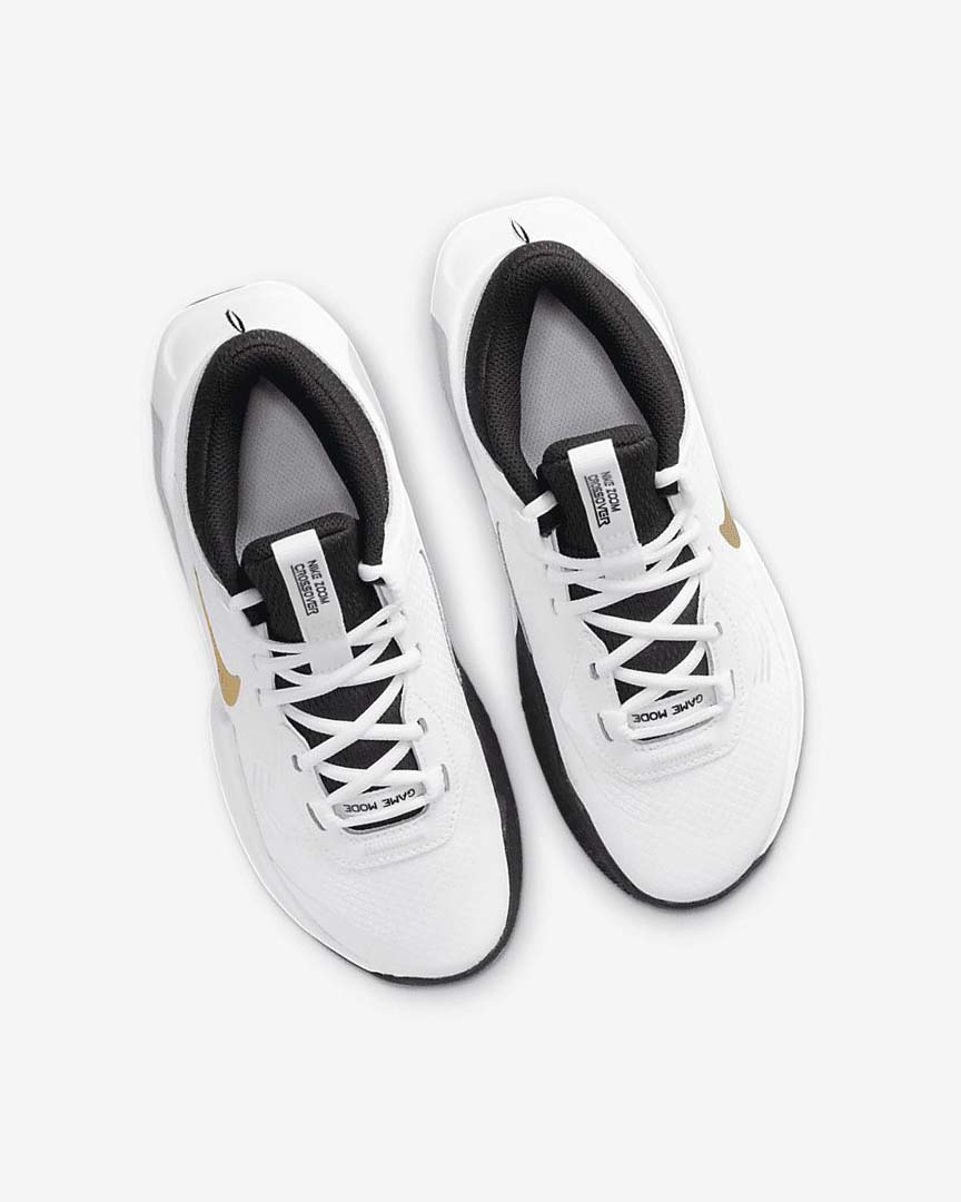 White / Black / Metal Gold Boys' Nike Air Zoom Crossover Basketball Shoes | UK2920