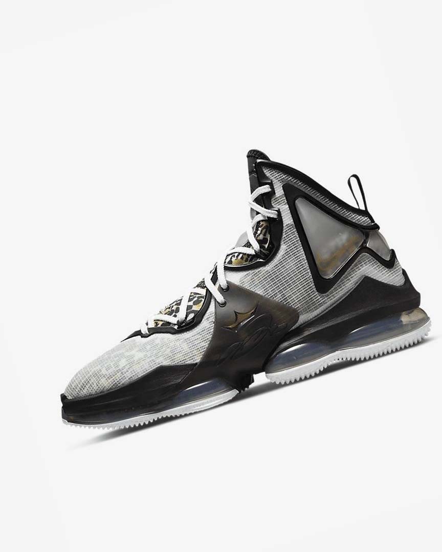 White / Black / Metal Gold Men\'s Nike LeBron 19 Basketball Shoes | UK5550