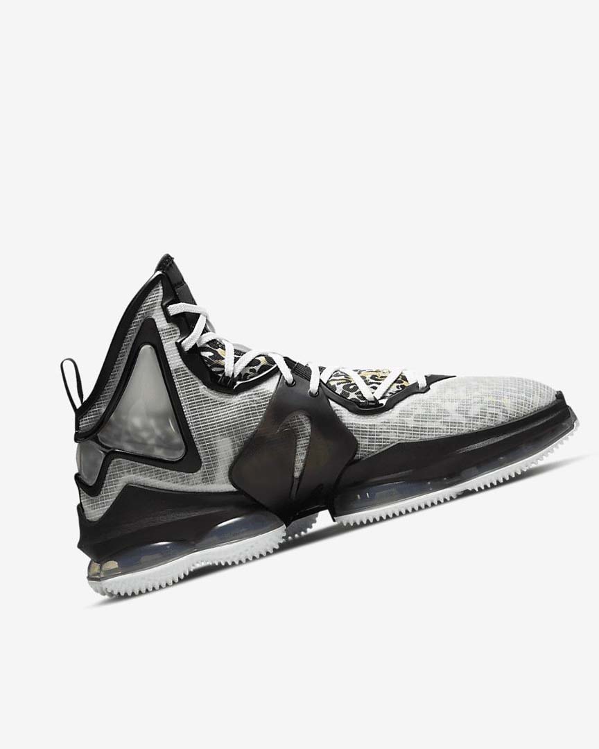 White / Black / Metal Gold Women's Nike LeBron 19 Basketball Shoes | UK2644