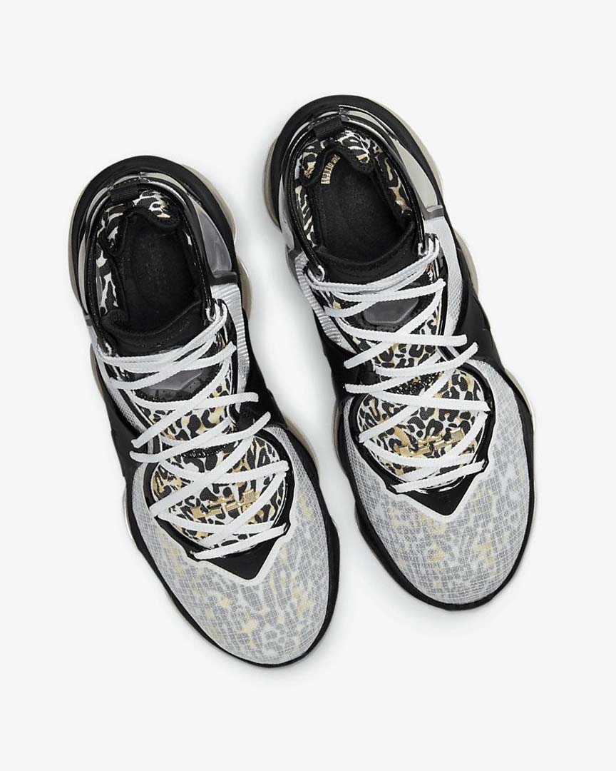 White / Black / Metal Gold Women's Nike LeBron 19 Basketball Shoes | UK2644