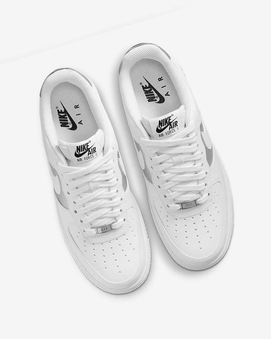 White / Black / Metal Silver / White Women's Nike Air Force 1 '07 Sneakers | UK4572