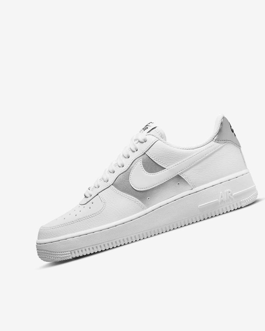 White / Black / Metal Silver / White Women\'s Nike Air Force 1 \'07 Sneakers | UK4572