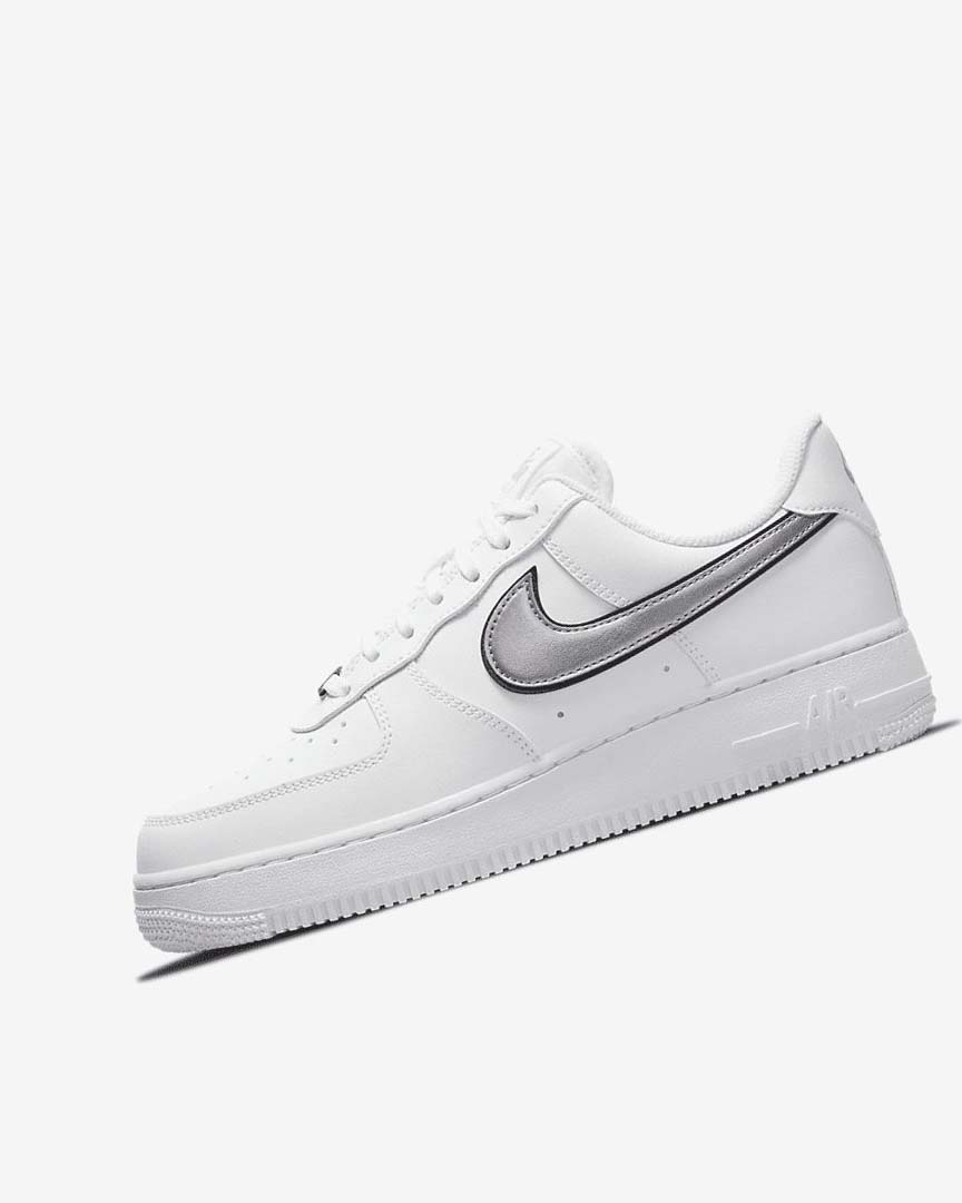 White / Black / Metal Silver Women\'s Nike Air Force 1 \'07 Essential Sneakers | UK2318