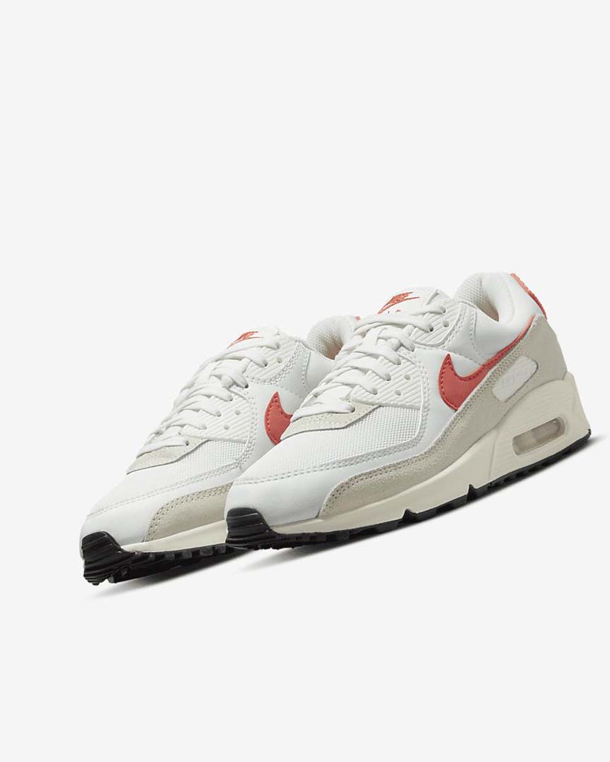 White / Black / Orange Women's Nike Air Max 90 Casual Shoes | UK3185