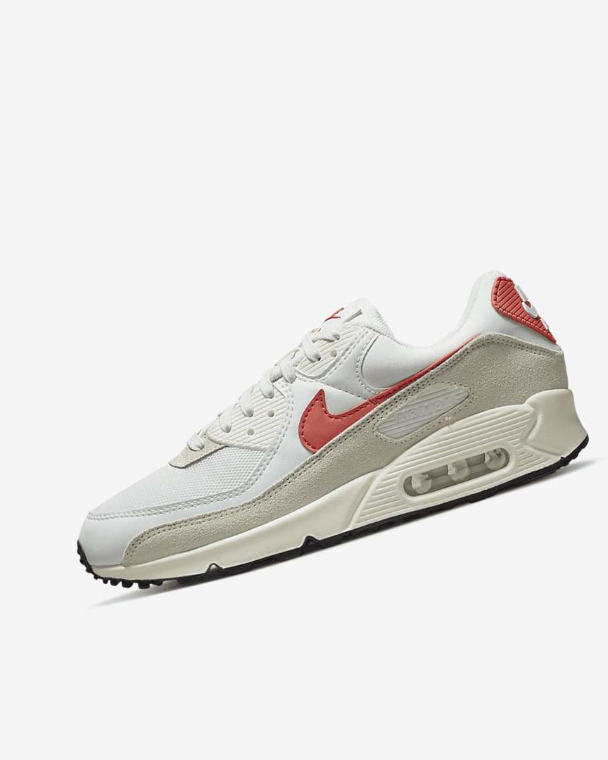 White / Black / Orange Women\'s Nike Air Max 90 Casual Shoes | UK3185