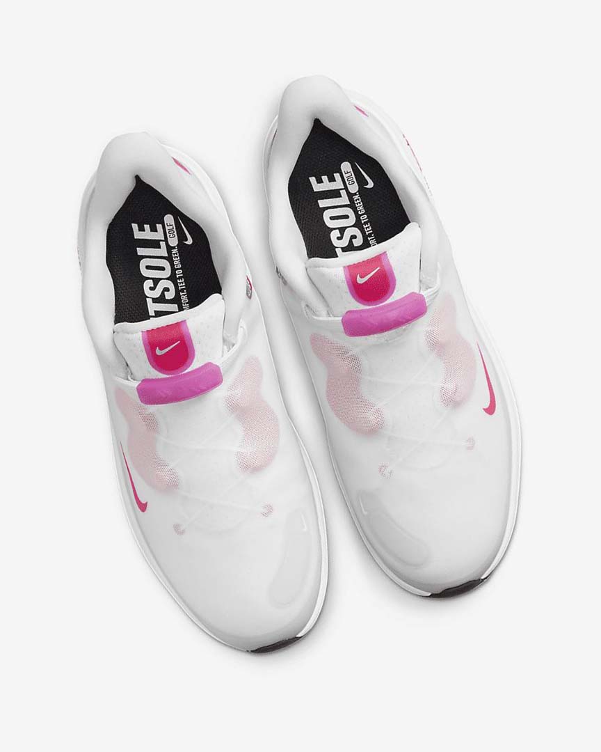 White / Black / Pink Women's Nike React Ace Tour Golf Shoes | UK2254