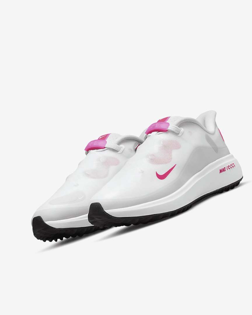 White / Black / Pink Women's Nike React Ace Tour Golf Shoes | UK2254