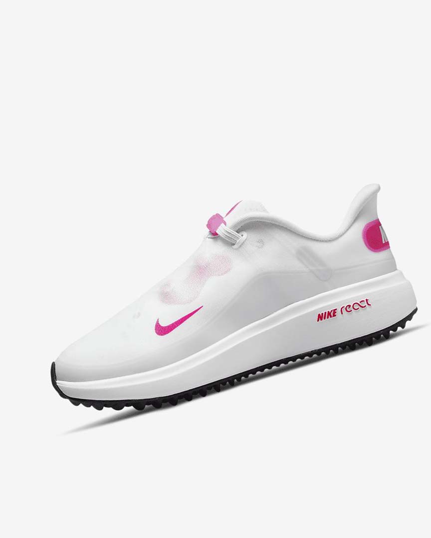 White / Black / Pink Women\'s Nike React Ace Tour Golf Shoes | UK2254