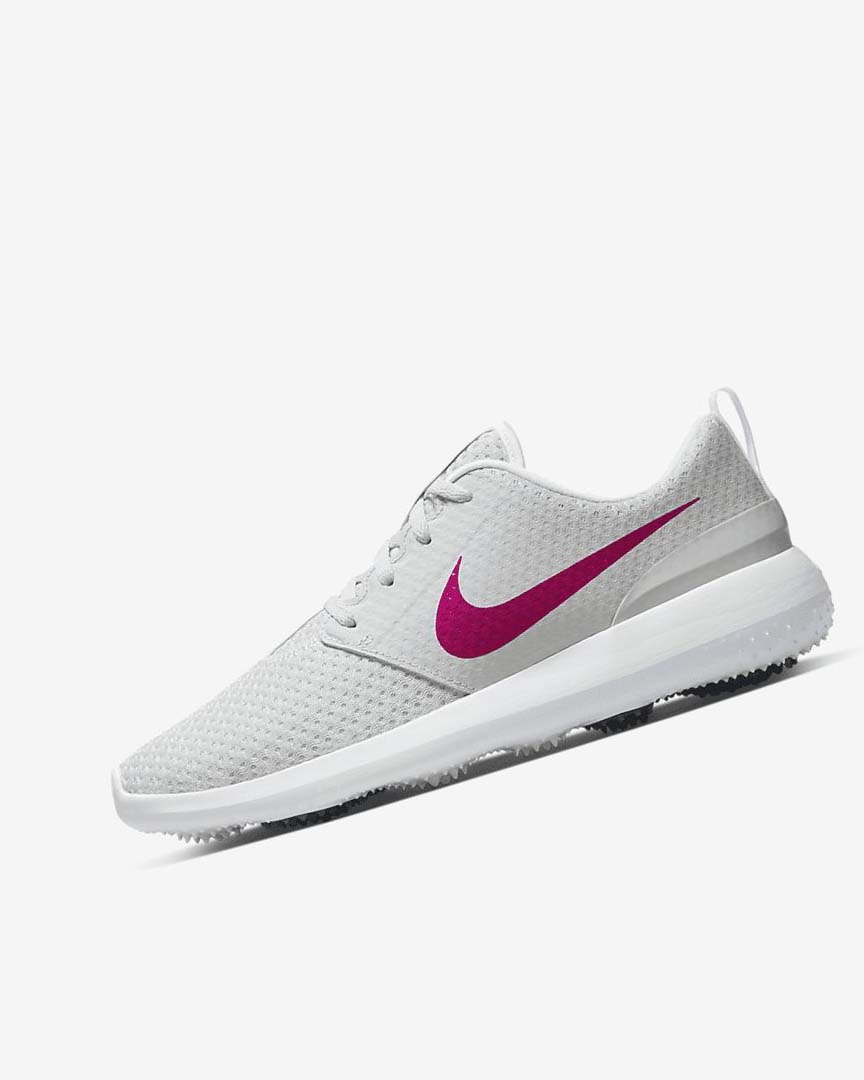 White / Black / Pink Women\'s Nike Roshe G Golf Shoes | UK4548