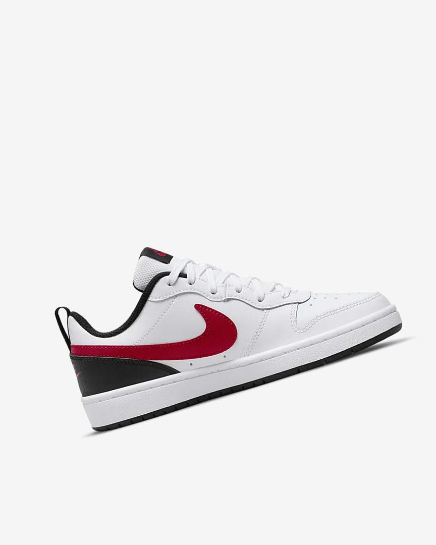 White / Black / Red Boys' Nike Court Borough Low 2 Shoes | UK2219