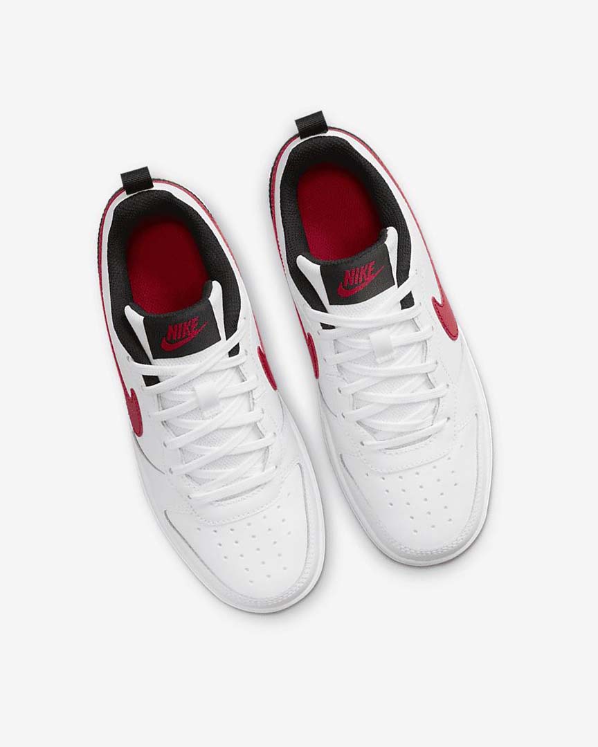 White / Black / Red Boys' Nike Court Borough Low 2 Shoes | UK2219