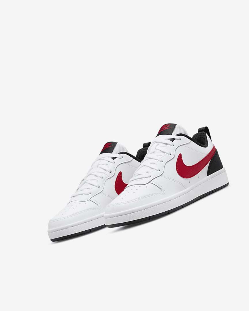 White / Black / Red Boys' Nike Court Borough Low 2 Shoes | UK2219