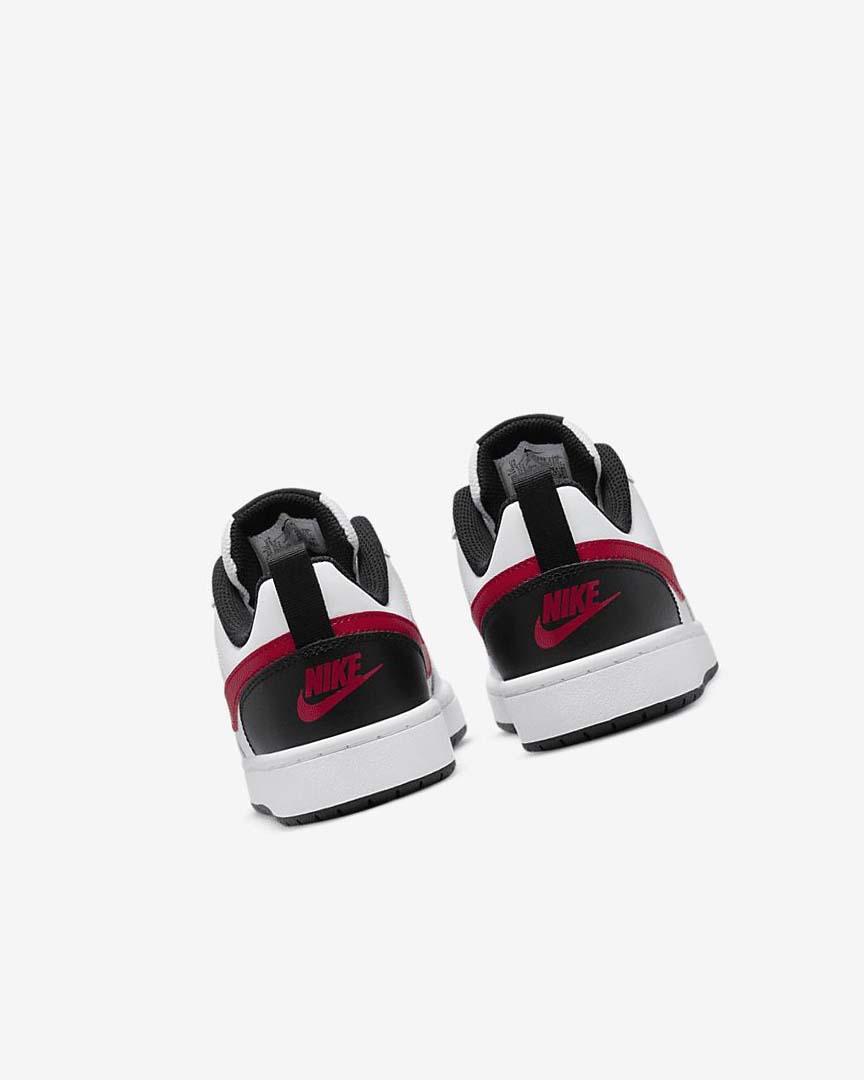 White / Black / Red Boys' Nike Court Borough Low 2 Shoes | UK2219