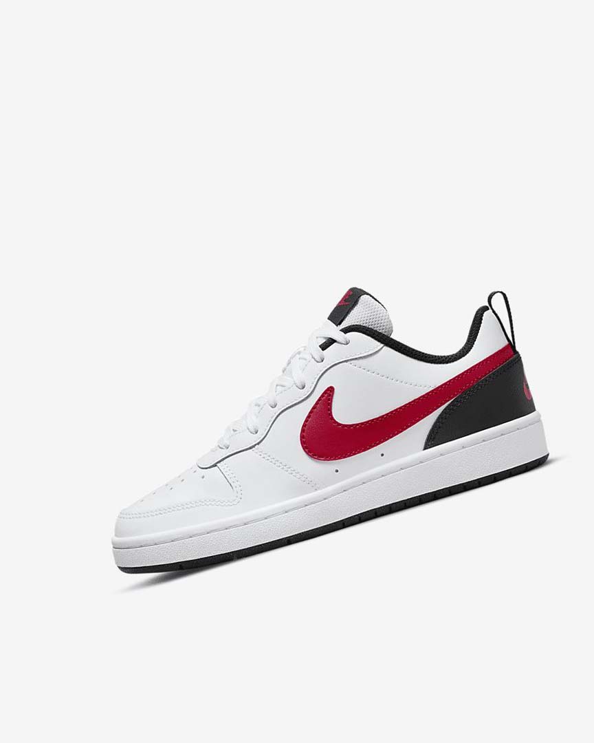 White / Black / Red Boys\' Nike Court Borough Low 2 Shoes | UK2219