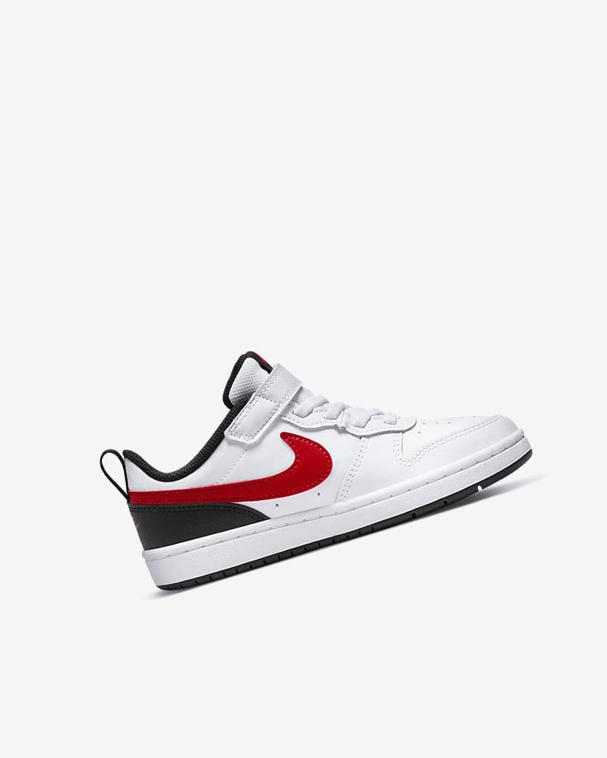 White / Black / Red Boys' Nike Court Borough Low 2 Shoes | UK3168