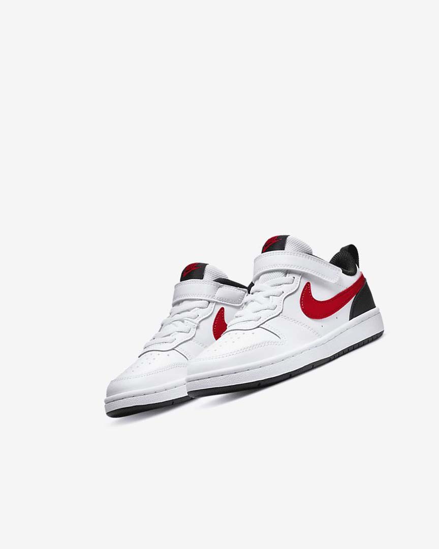 White / Black / Red Boys' Nike Court Borough Low 2 Shoes | UK3168