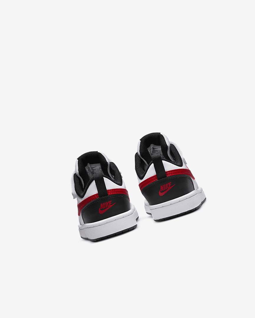 White / Black / Red Boys' Nike Court Borough Low 2 Shoes | UK3168