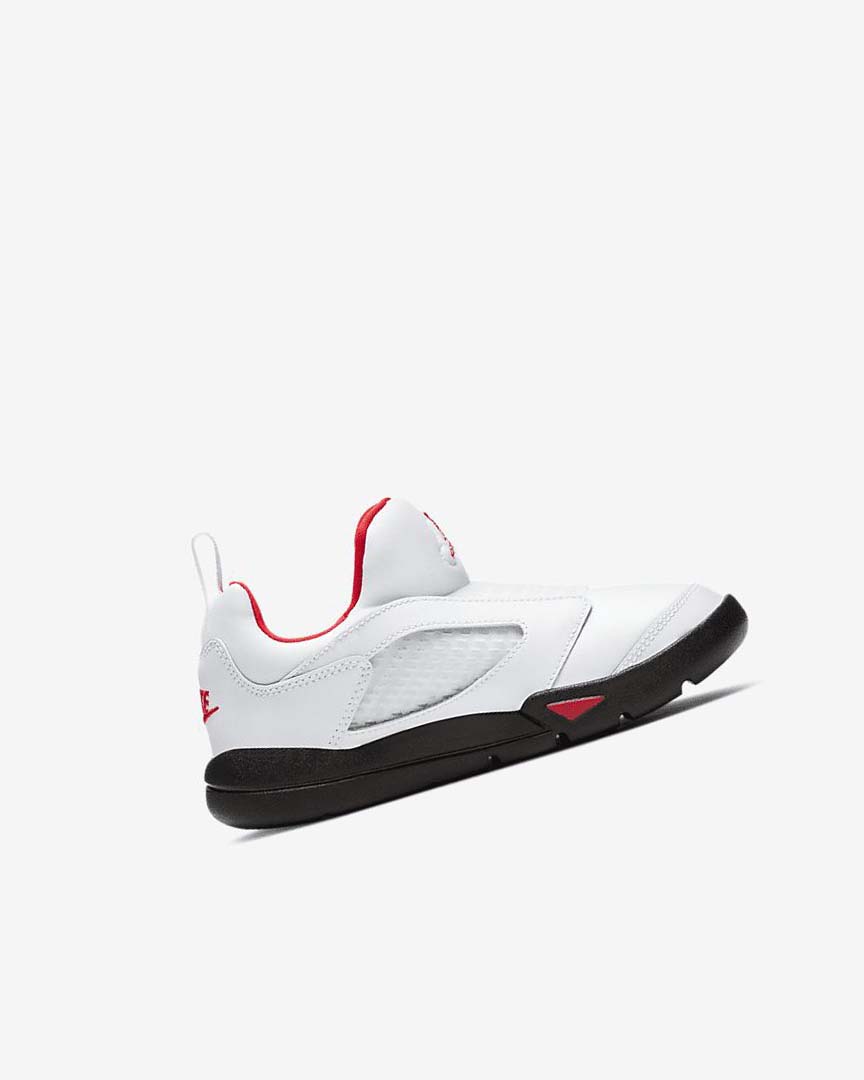 White / Black / Red Boys' Nike Jordan 5 Retro Little Flex Shoes | UK3160