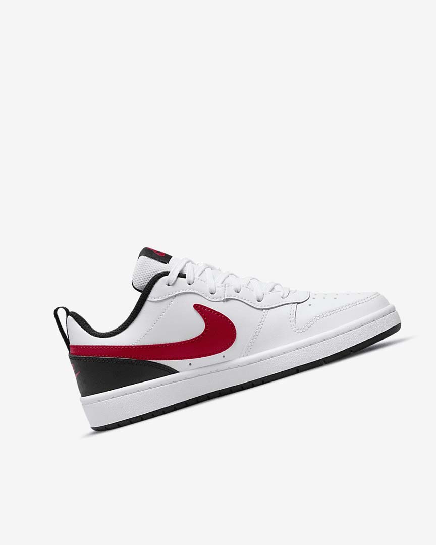 White / Black / Red Girls' Nike Court Borough Low 2 Shoes | UK2446