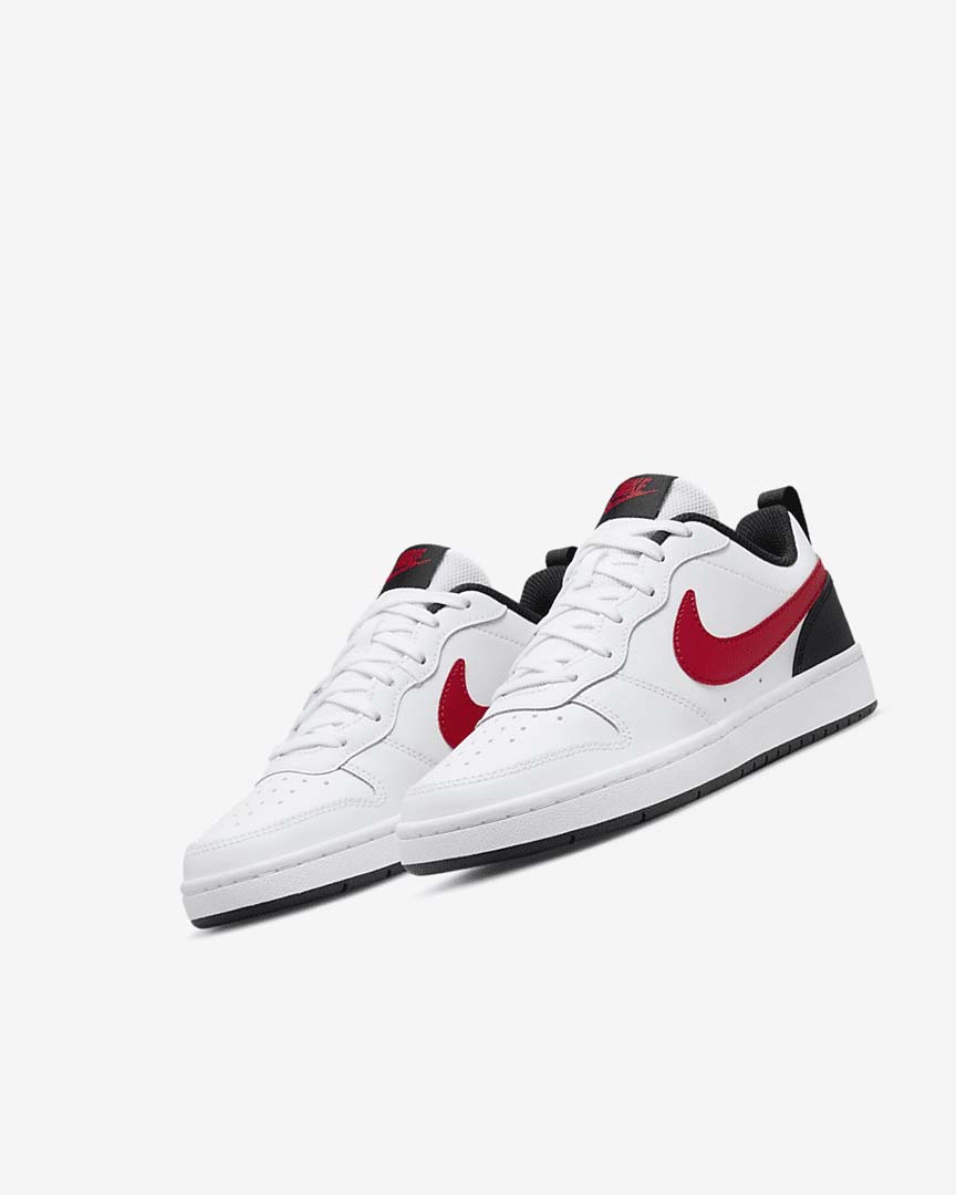 White / Black / Red Girls' Nike Court Borough Low 2 Shoes | UK2446