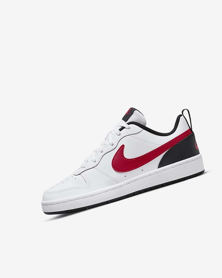 White / Black / Red Girls\' Nike Court Borough Low 2 Shoes | UK2446