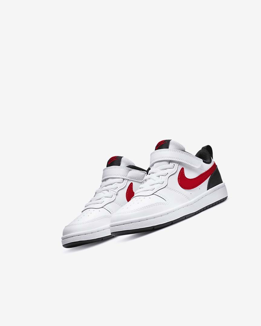 White / Black / Red Girls' Nike Court Borough Low 2 Shoes | UK3099