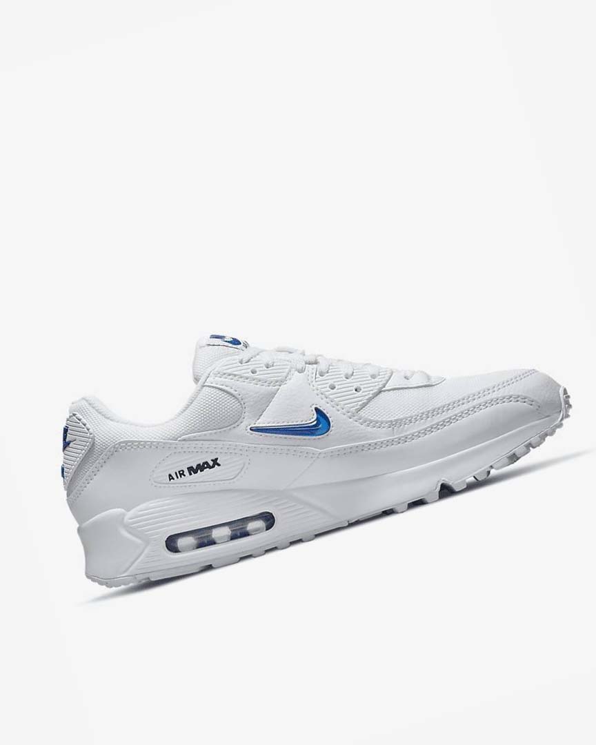 White / Black / Royal Men's Nike Air Max 90 Casual Shoes | UK2807