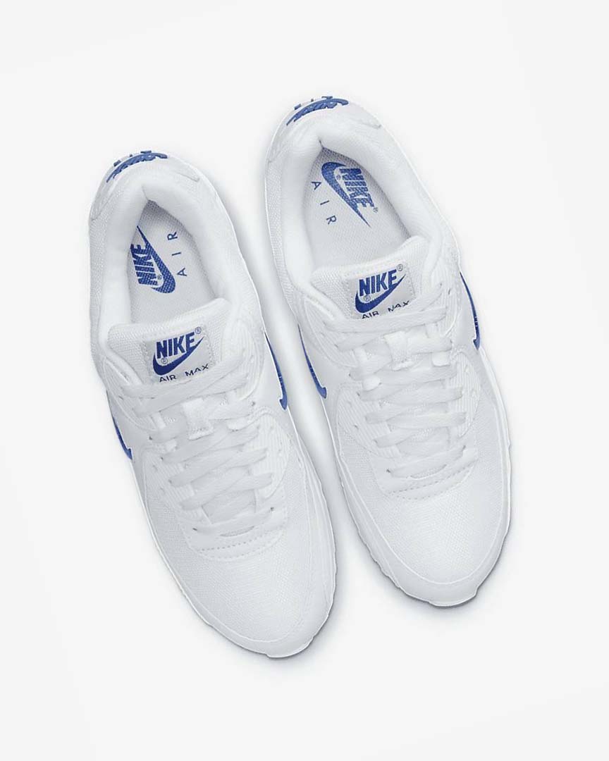 White / Black / Royal Men's Nike Air Max 90 Casual Shoes | UK2807