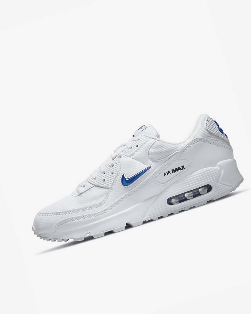 White / Black / Royal Men\'s Nike Air Max 90 Casual Shoes | UK2807