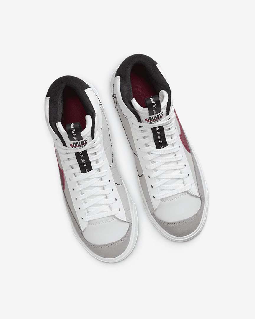 White / Black / White / Burgundy Boys' Nike Blazer Mid '77 SE Dance Sneakers | UK3021