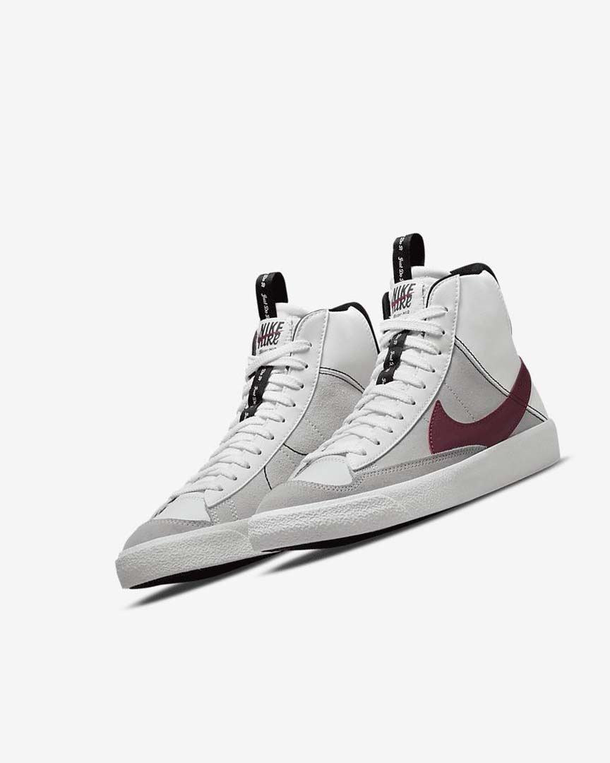 White / Black / White / Burgundy Boys' Nike Blazer Mid '77 SE Dance Sneakers | UK3021