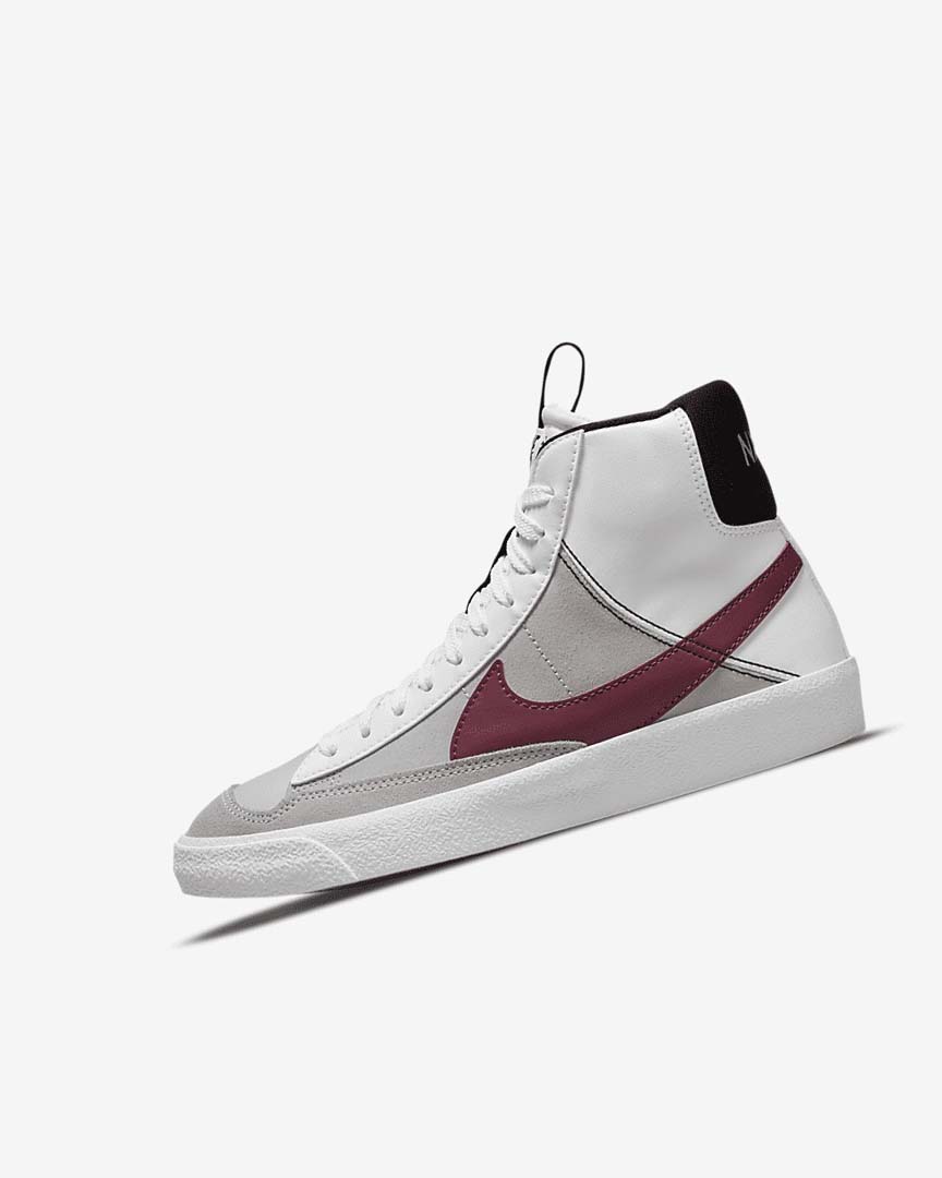 White / Black / White / Burgundy Girls\' Nike Blazer Mid \'77 SE Dance Sneakers | UK2952