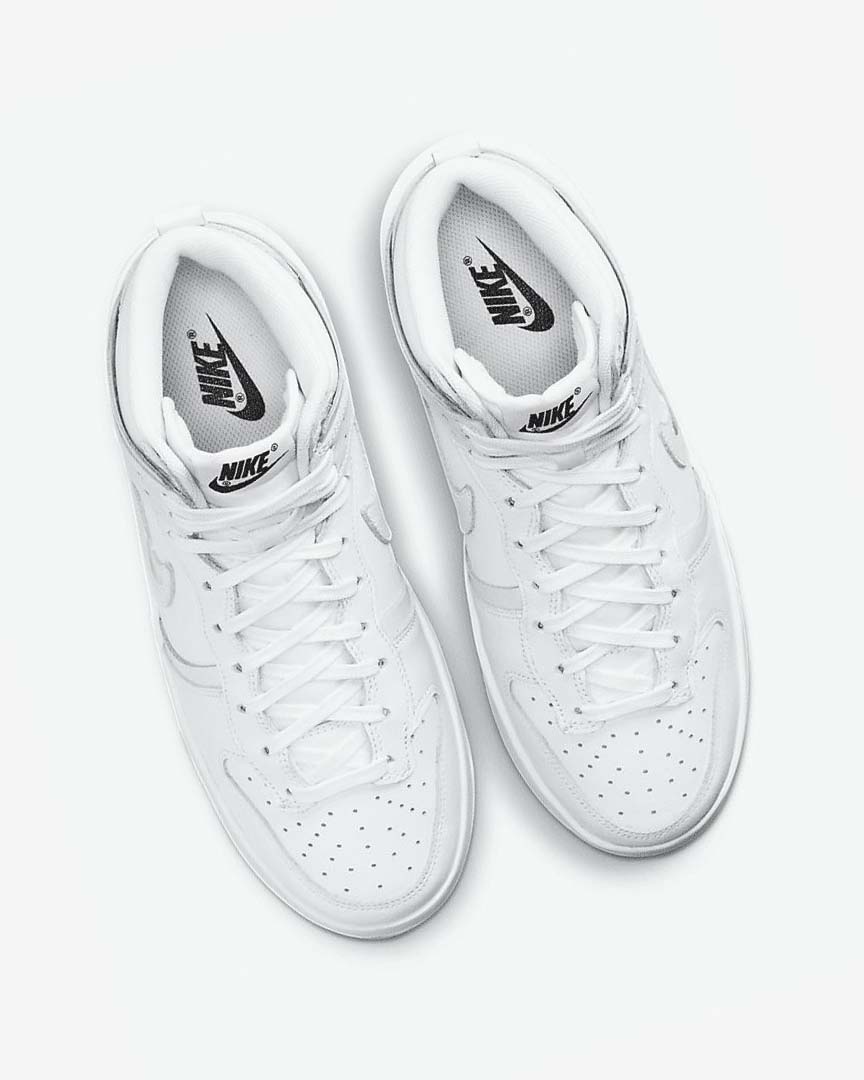 White / Black / White Women's Nike Dunk High Up Sneakers | UK2967