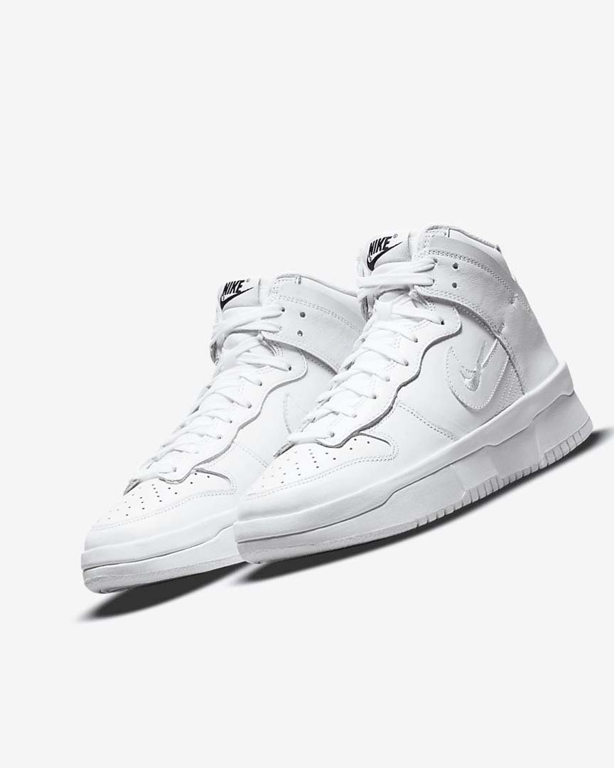 White / Black / White Women's Nike Dunk High Up Sneakers | UK2967