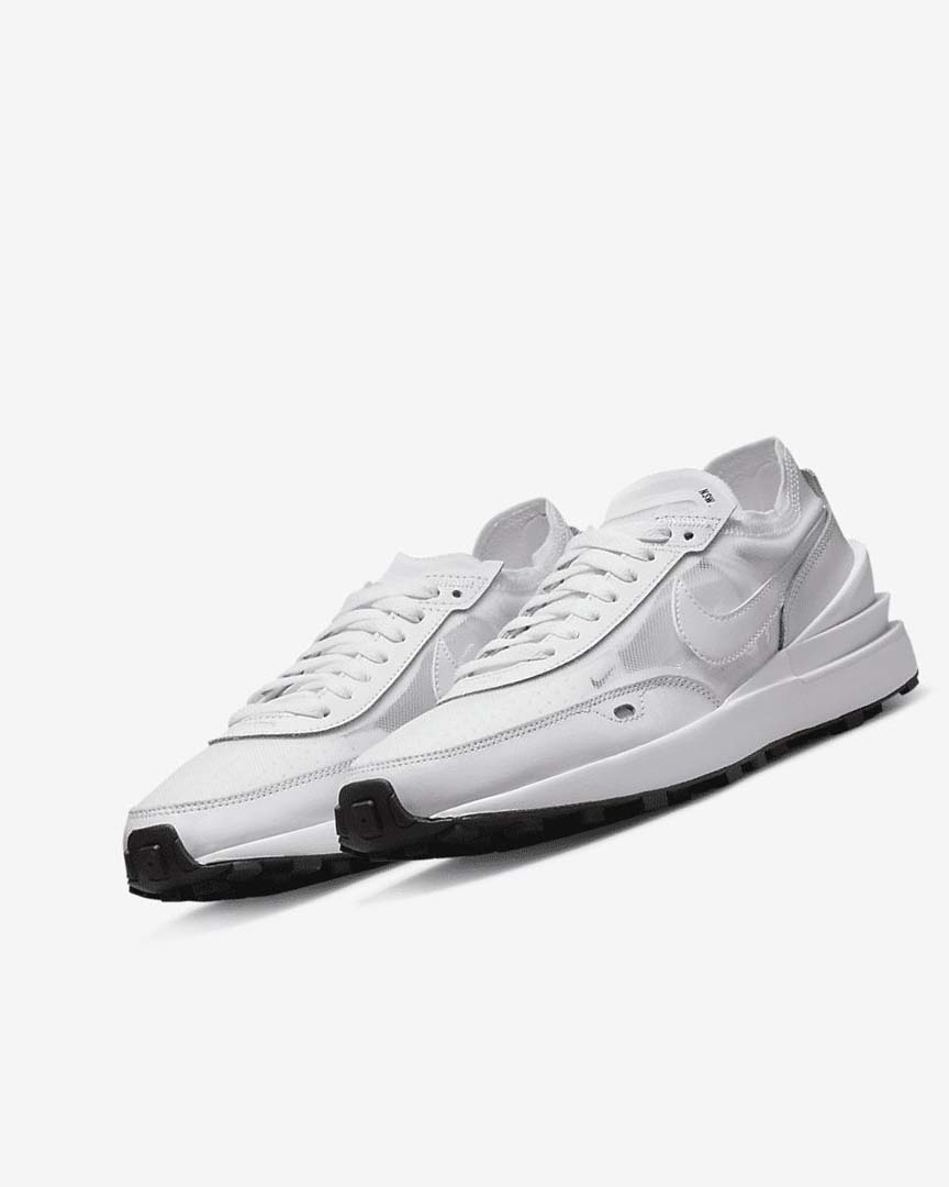 White / Black / White Women's Nike Waffle One Sneakers | UK5094