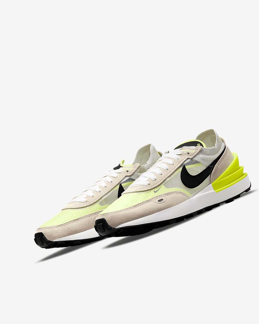 White / Black Women's Nike Waffle One Sneakers | UK2637