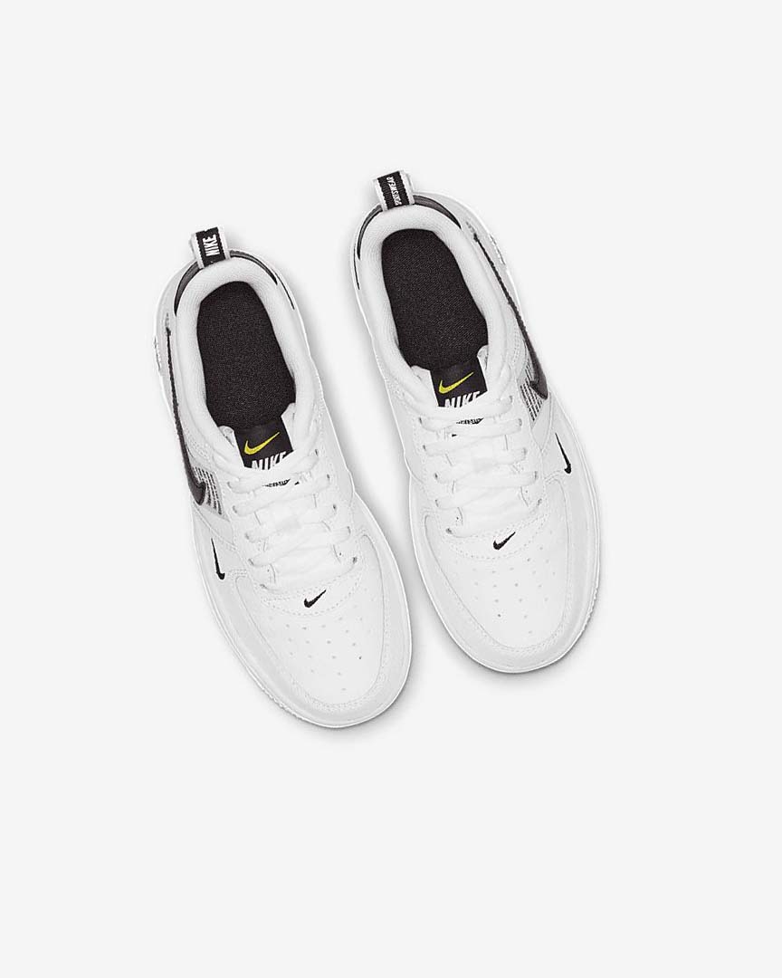 White / Black / Yellow / White Boys' Nike Force 1 LV8 Utility Shoes | UK5162