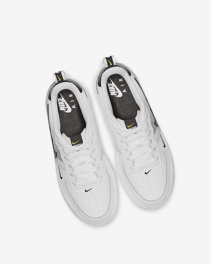 White / Black / Yellow / White Girls' Nike Air Force 1 LV8 Utility Sneakers | UK2994