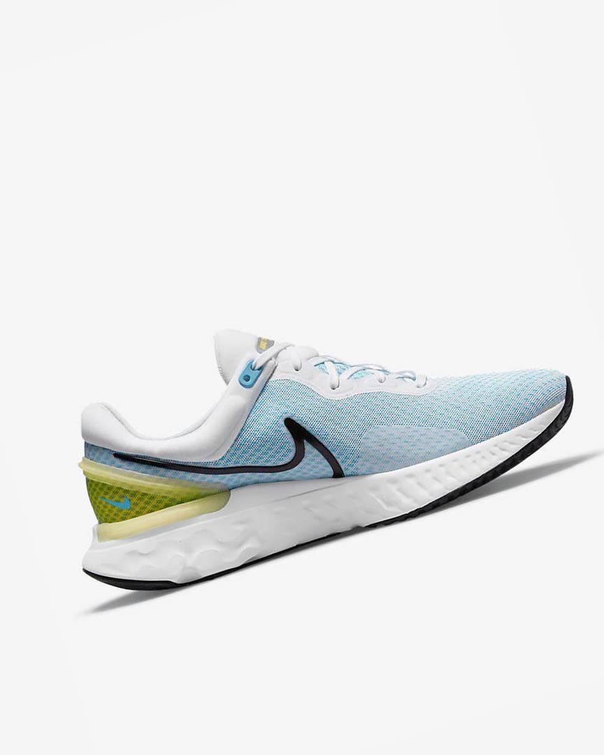 White / Blue / Black Men's Nike React Miler 3 Running Shoes | UK3048