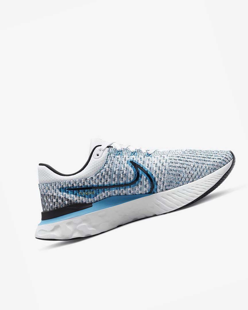 White / Blue / Blue / Black Men's Nike React Infinity Run Flyknit 3 Running Shoes | UK5600