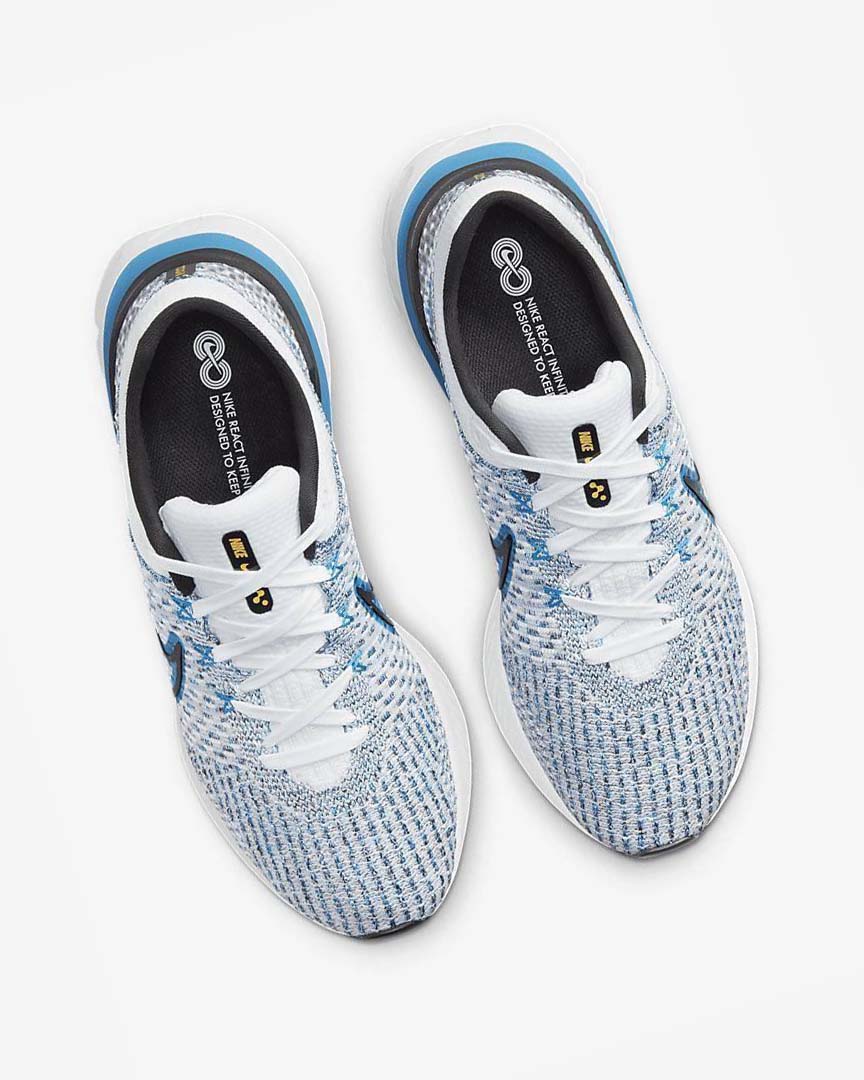 White / Blue / Blue / Black Men's Nike React Infinity Run Flyknit 3 Running Shoes | UK5600