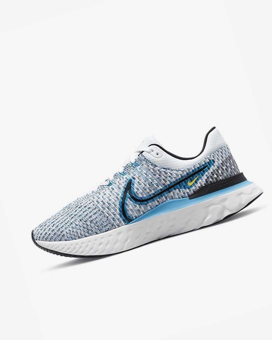 White / Blue / Blue / Black Men\'s Nike React Infinity Run Flyknit 3 Running Shoes | UK5600