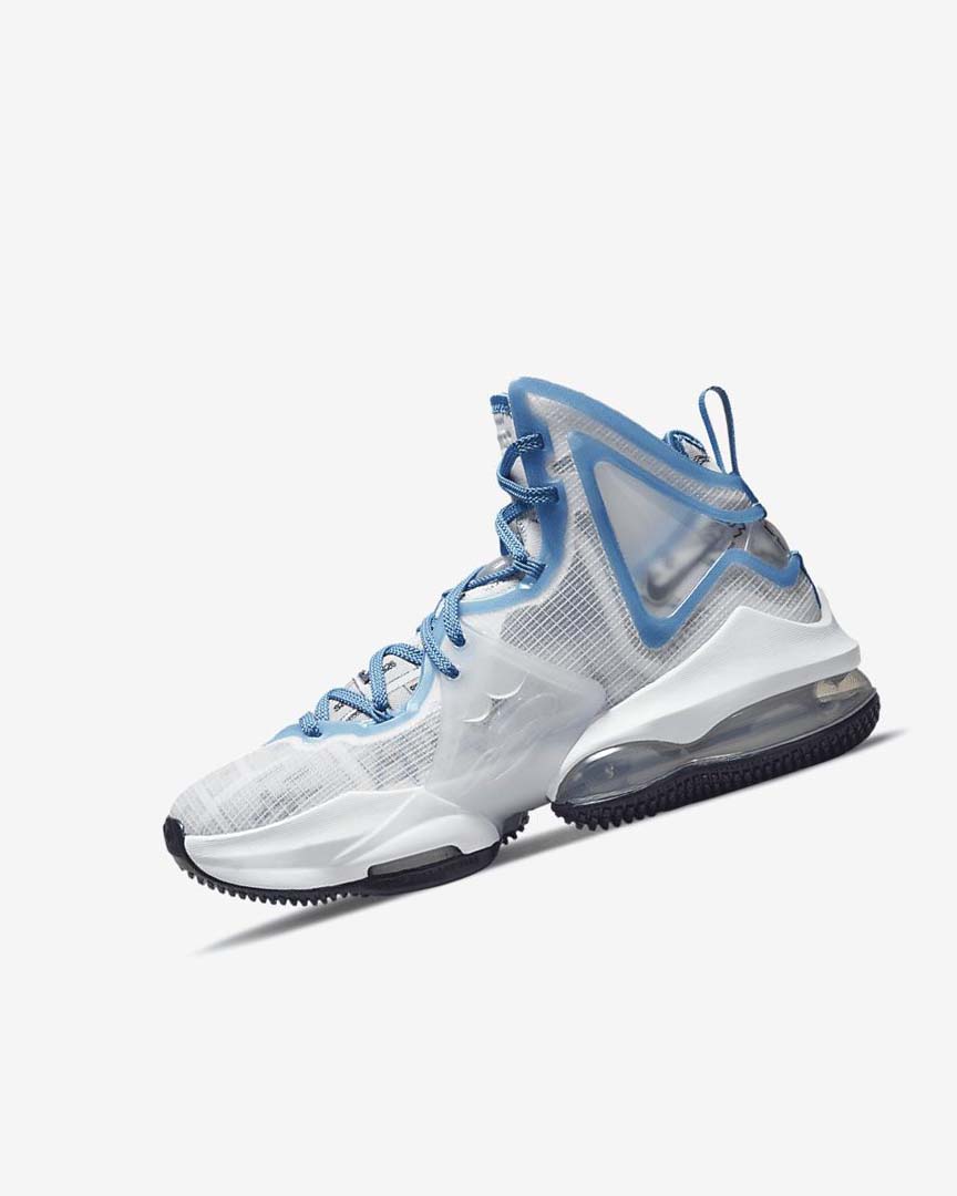 White / Blue / Blue Boys\' Nike LeBron 19 Basketball Shoes | UK2403