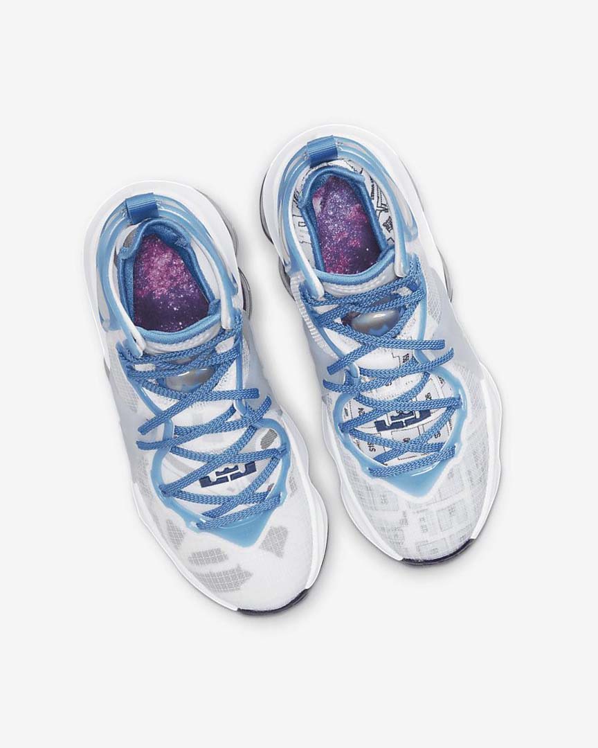 White / Blue / Blue Girls' Nike LeBron 19 Basketball Shoes | UK5511